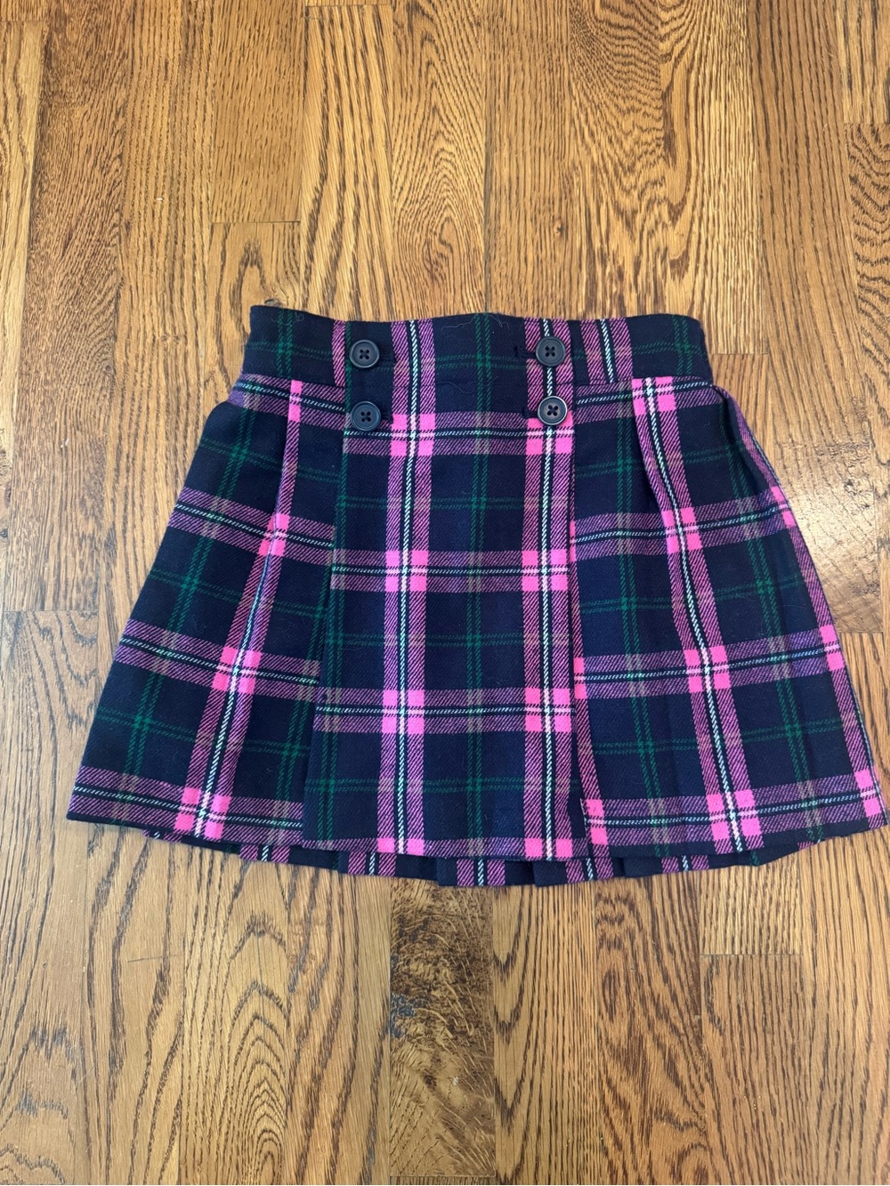 Boden Pink and Black Plaid Pleated Skirt